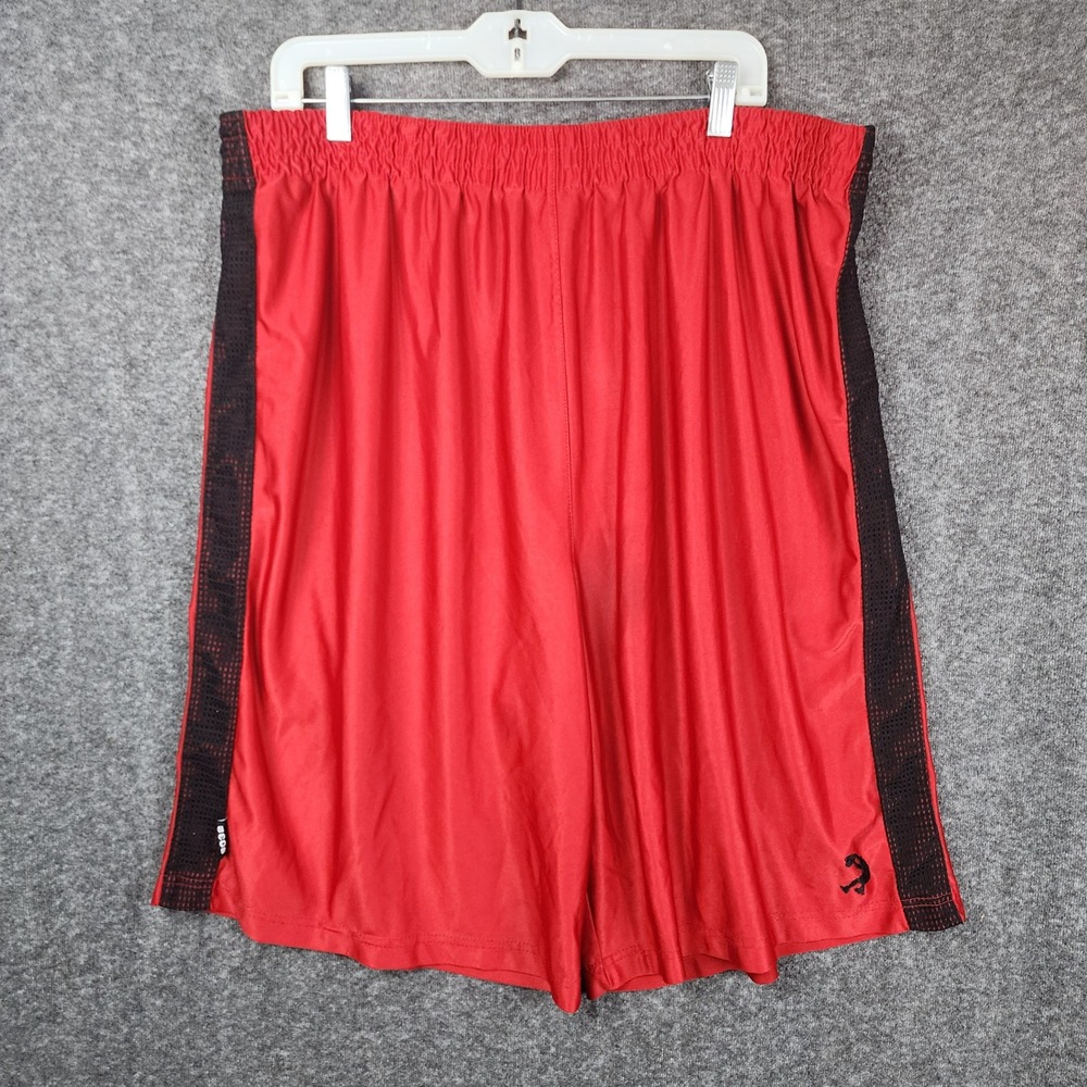 AND1 Basketball Shorts Mens 36 Red Mesh Stripe‎ Athletic Gym Sporty